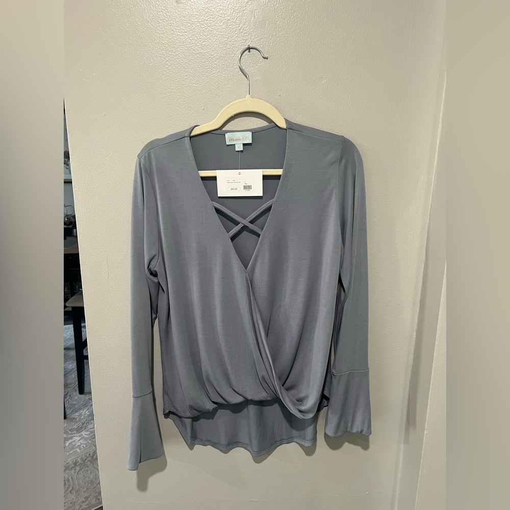 Veronica M Charcoal Wrap Blouse